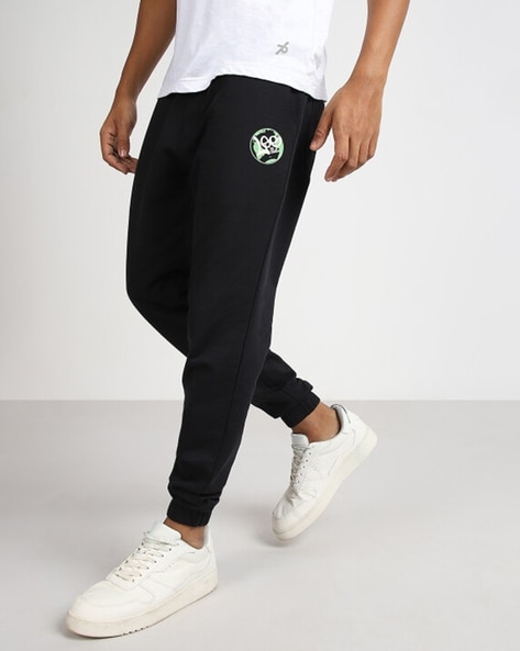 Avenue Black Floral Print Elasticated Waist Joggers