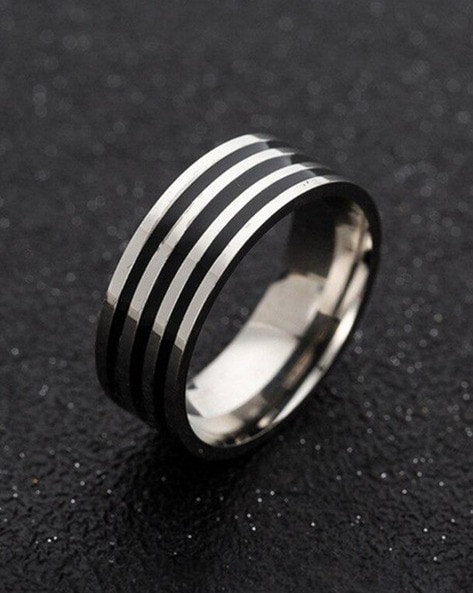 9mm Men's Black Stripe Tungsten Carbide Ring | Titan Jewellery