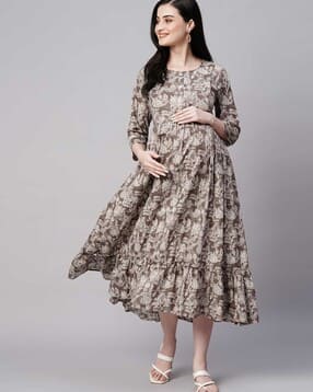 aanyor Floral Print Round-Neck Fit & Flare Dress-picture-22