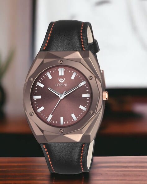 LORENZ MK-4022R Analogue Watch with Leather Strap