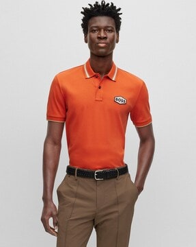 Orange designer polo shirts shop