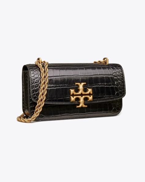 NWT TORY BURCH Robinson Envelop Clutch Crossbody Purse Black saffiano  Leather | eBay