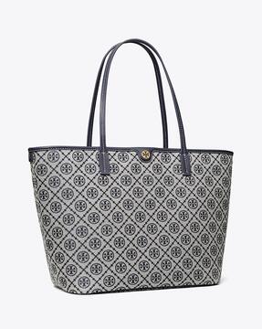 T Monogram Mini Jacquard Tote Bag in Blue - Tory Burch