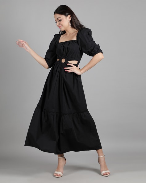 Plus Square Neck Puff Sleeve Smock Dress | boohoo