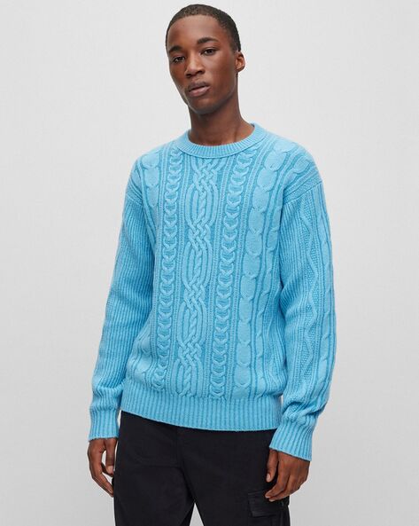 Sweater BOSS Men color Blue
