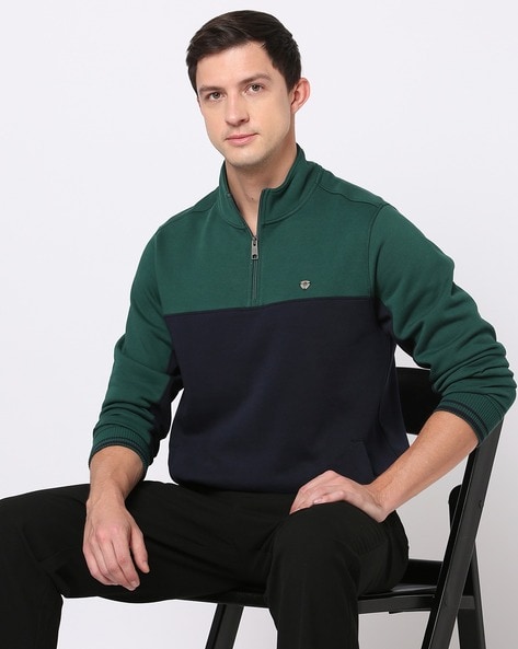 Relaxed Fit Zip-top sweatshirt - Green - Men