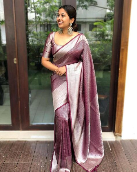 Buy PURPLE Sarees for Women by Indie Picks Online