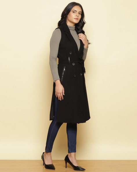 Black sleeveless trench on sale coat