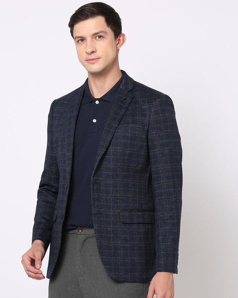 Mens check slim 2025 fit blazer