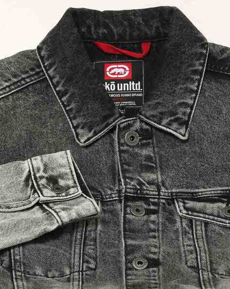 Buy Ecko Unltd Men Grey Solid Denim Jacket on Myntra | PaisaWapas.com