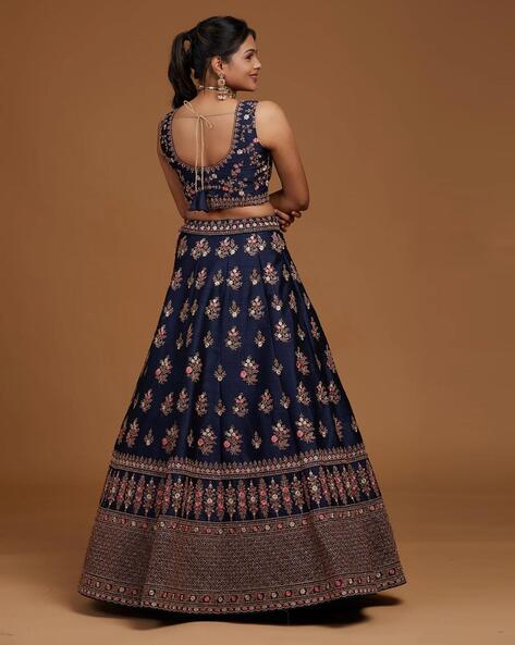 Buy Festival Wear Black Printed Chinnon Ready To Wear Lehenga Choli Online  From Surat Wholesale Shop.