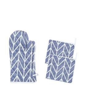 aazeem Set of 4 Quilted Woven Gloves & Pot Holder-picture-27