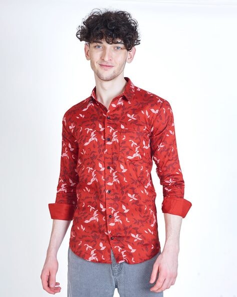 mens fashion red shirt