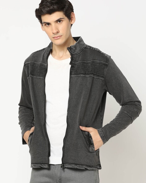 High-Neck Zip-Front Sweatshirt