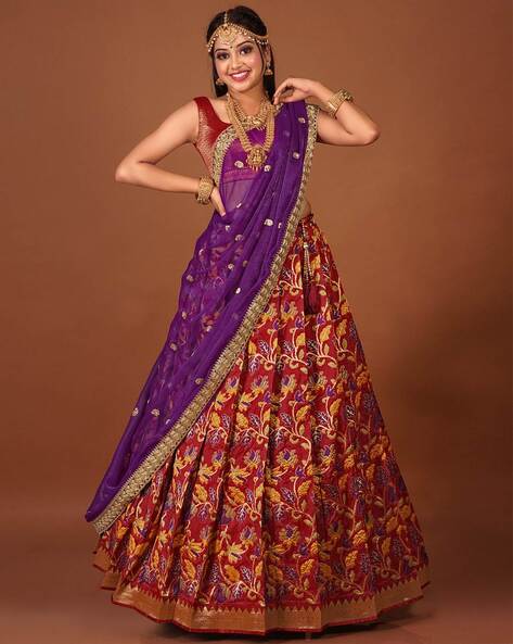 Regal Opulence Lehenga Choli: Maroon & Cream Ensemble with Dupatta | Kiana  Fashion