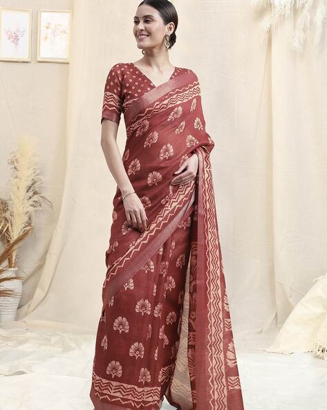 Naaritva India Jaal Pattern Handwoven Saree With Running Blouse | Purple,  Leaf, Handloom Cotton Silk | Blouses for women, Aza fashion, Cotton silk