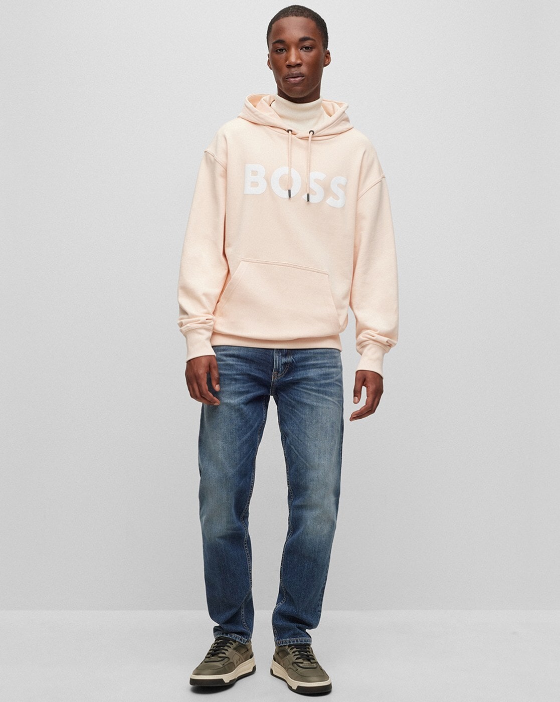 Pink hugo boss best sale hoodie