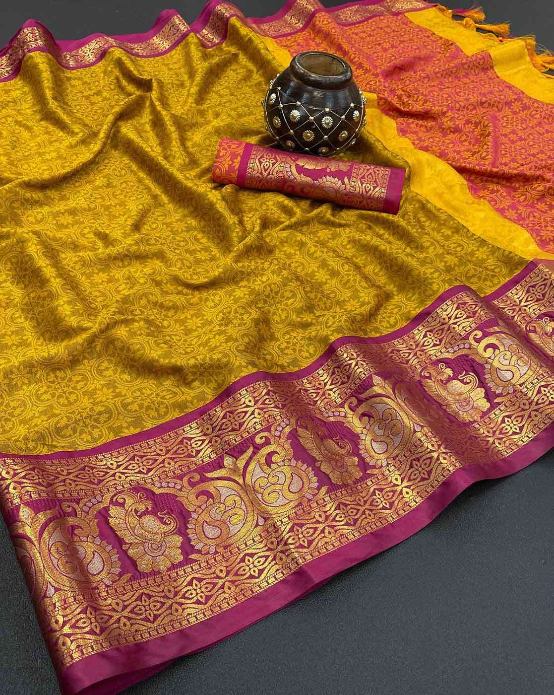 Buy Yellow Sarees for Women by Mm Venture Online