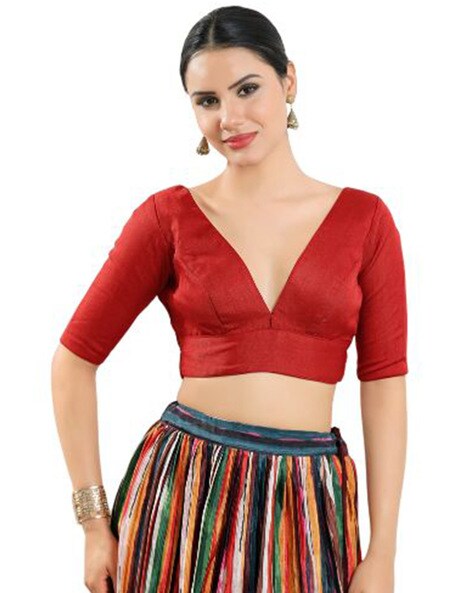 red blouse v neck