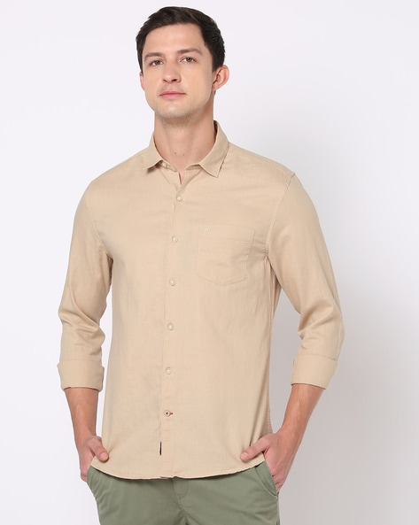 Slim Fit Shirt with Spread Collar