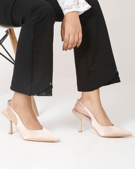 Pointed-Toe Slip-On Heeled Sandals