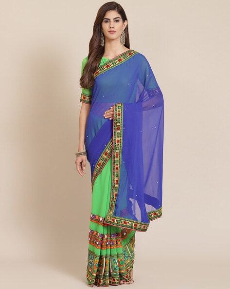 Buy online Embroidered Half And Half Saree With Blouse from ethnic wear for  Women by Riva for ₹1199 at 70% off | 2024 Limeroad.com