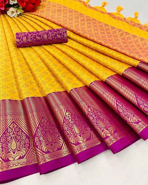 Buy sheladiya Digital Print Banarasi Pure Silk Yellow Sarees Online @ Best  Price In India | Flipkart.com