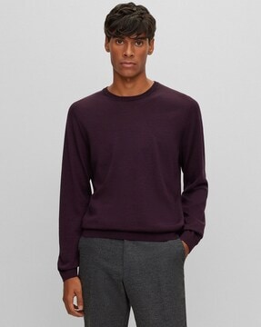 BOSS - Slim-fit V-neck sweater in virgin wool