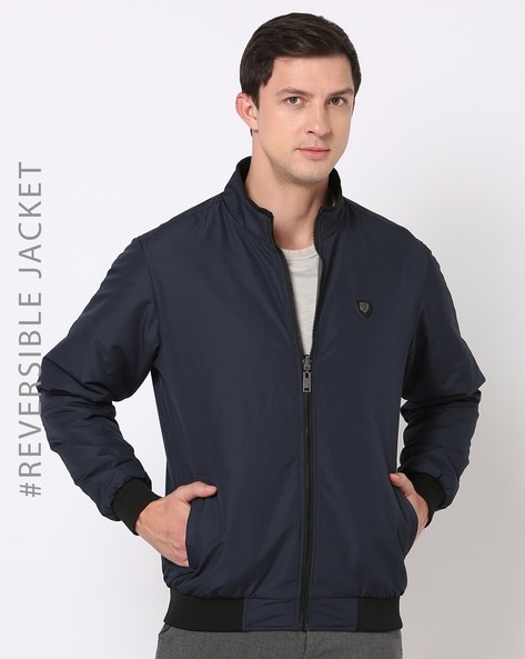 Buy Navy Blue & Grey Jackets & Coats for Men by NETPLAY Online | Ajio.com