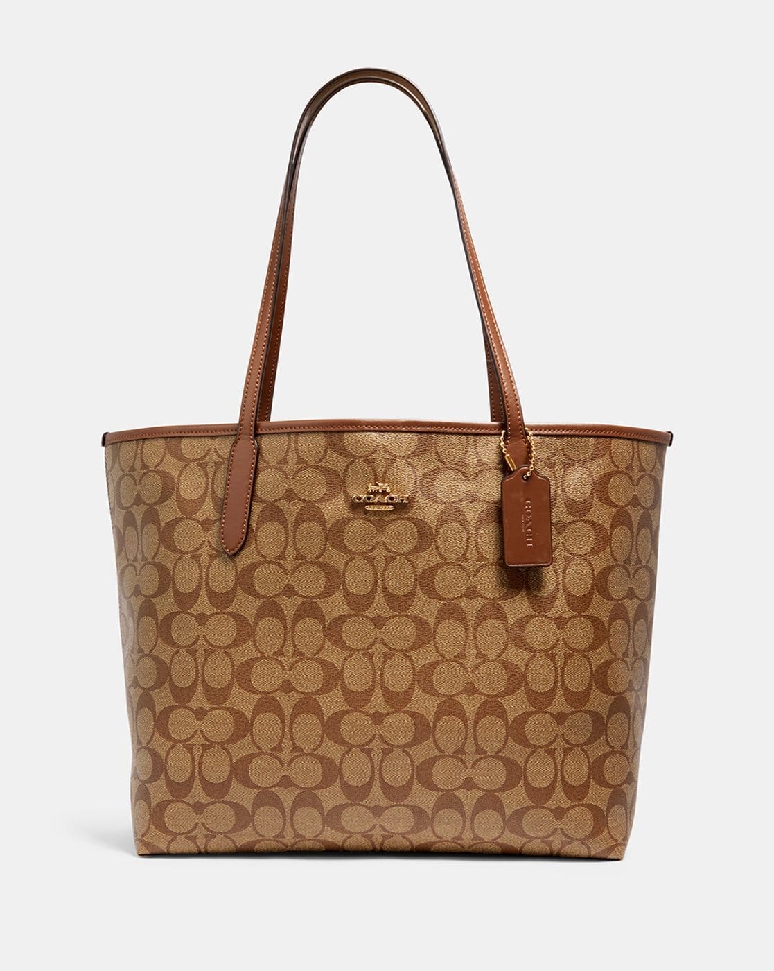 Buy Coach Signature Canvas Medium City Tote Bag | Brown Color