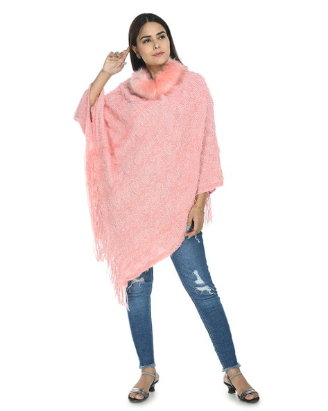 Round-Neck Poncho with Tassels Price in India