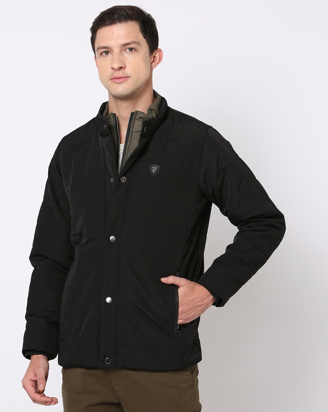 Buy Olive & Black Jackets & Coats for Men by NETPLAY Online | Ajio.com