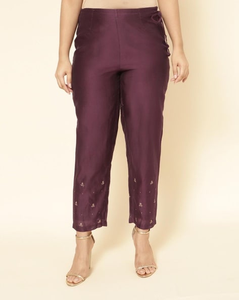 Embroidered Pants with Drawstring Waist Price in India