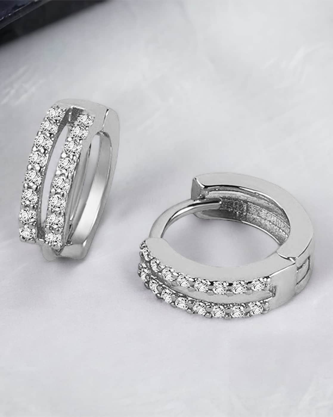 Rhinestone-decorated hoop earrings - Silver-coloured - Ladies | H&M IN