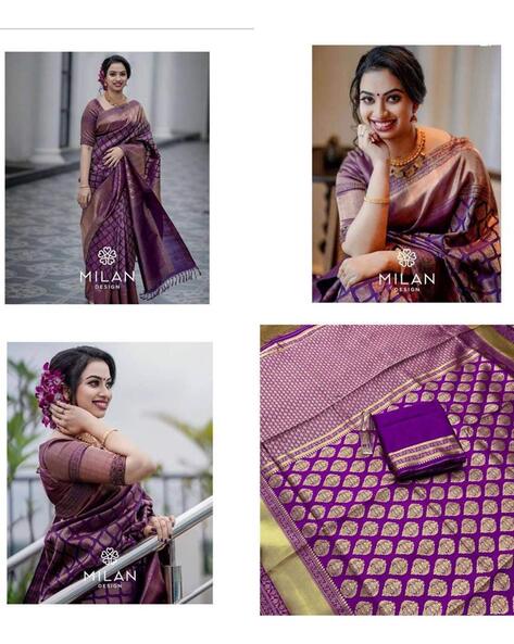 Magenta Color Art Silk Fabric Sangeet Wear Heavy Weaving Work Saree With  Embroidered Blouse