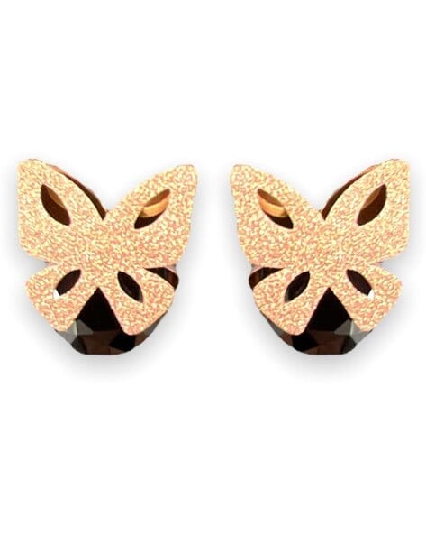 14k Gold Hollow Butterfly Stud Earrings