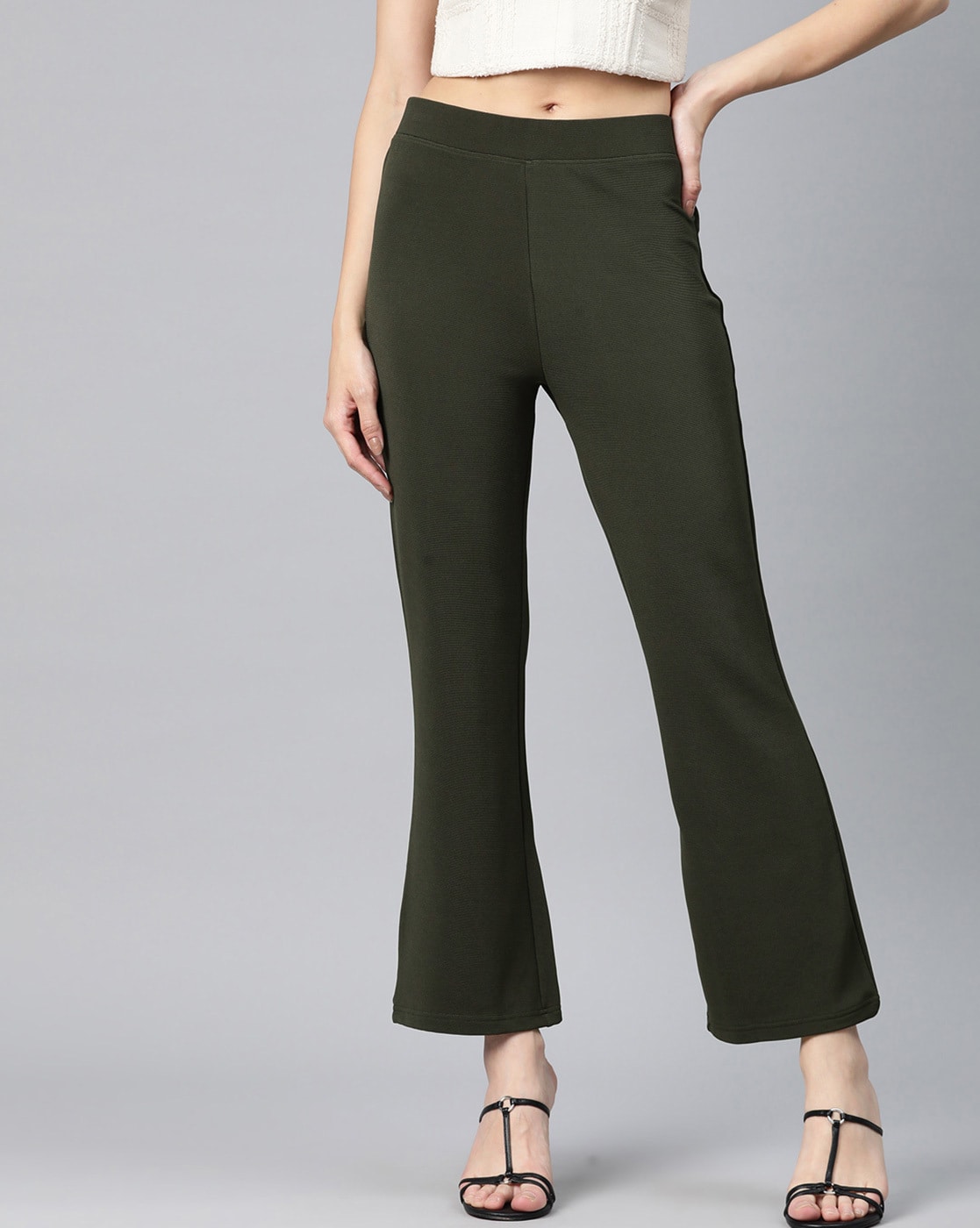 Buy Olive Trousers & Pants for Women by Popnetic Online