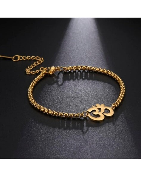 Om Symbol 18K Gold Plated 925 Sterling Silver Chain Meditation Yoga Bracelet  | eBay