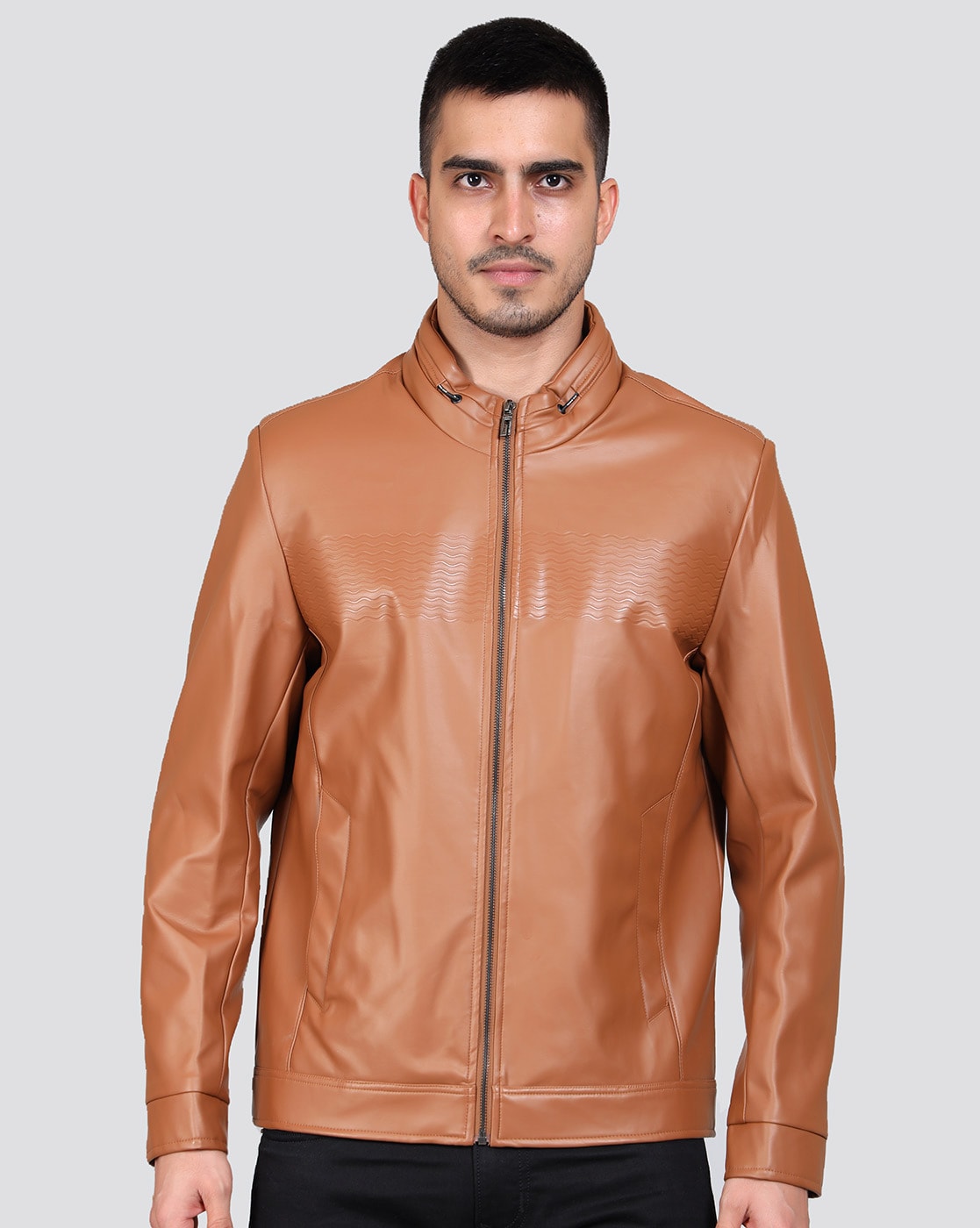 Tan Casual Leather Jacket – Mint Velvet
