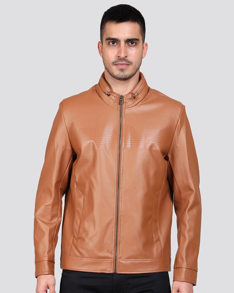Men's Regular Tan Leather Jacket | Premium Style