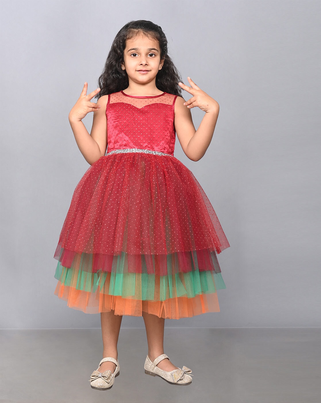 Plain TBKF2022PC Toy Balloon Kids Girls Party Wear Peach Dress, Frock,  Sleeveless at Rs 550 in Faridabad