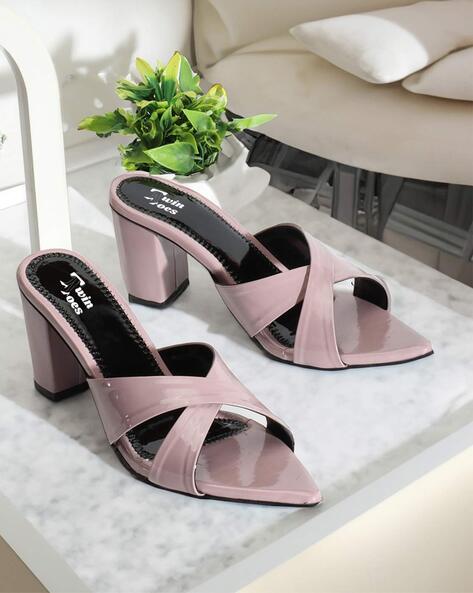 Peep toe crisscross chunky heeled online sandals