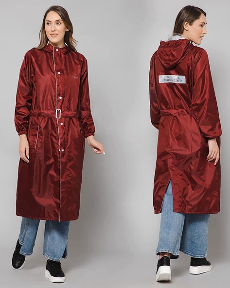 Maroon raincoat deals