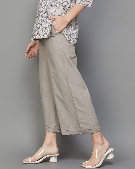 Flat-Front Flared Pants