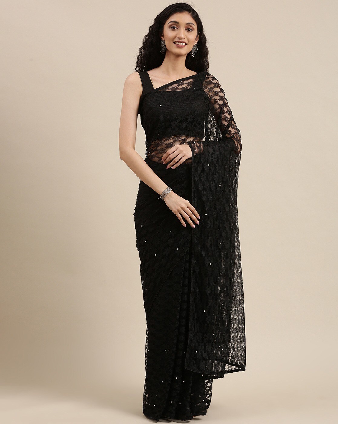 Buy Black Sarees for Women by JASHVI CREATION Online