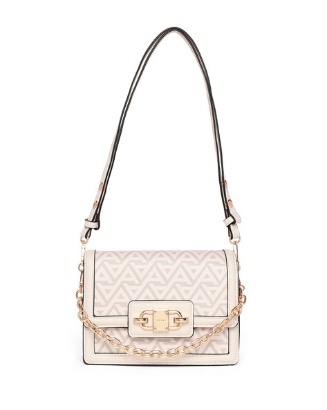 Printed Shoulder Bag with Metal Accent