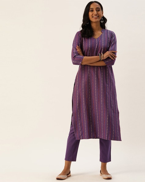 Women Straight Fit Cotton Ethnic Block Motif Printed Kurta Set with Trouser  Pant and Dupatta – Mirchi Fashion