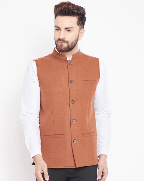 Even Nehru Jacket with Welt Pockets