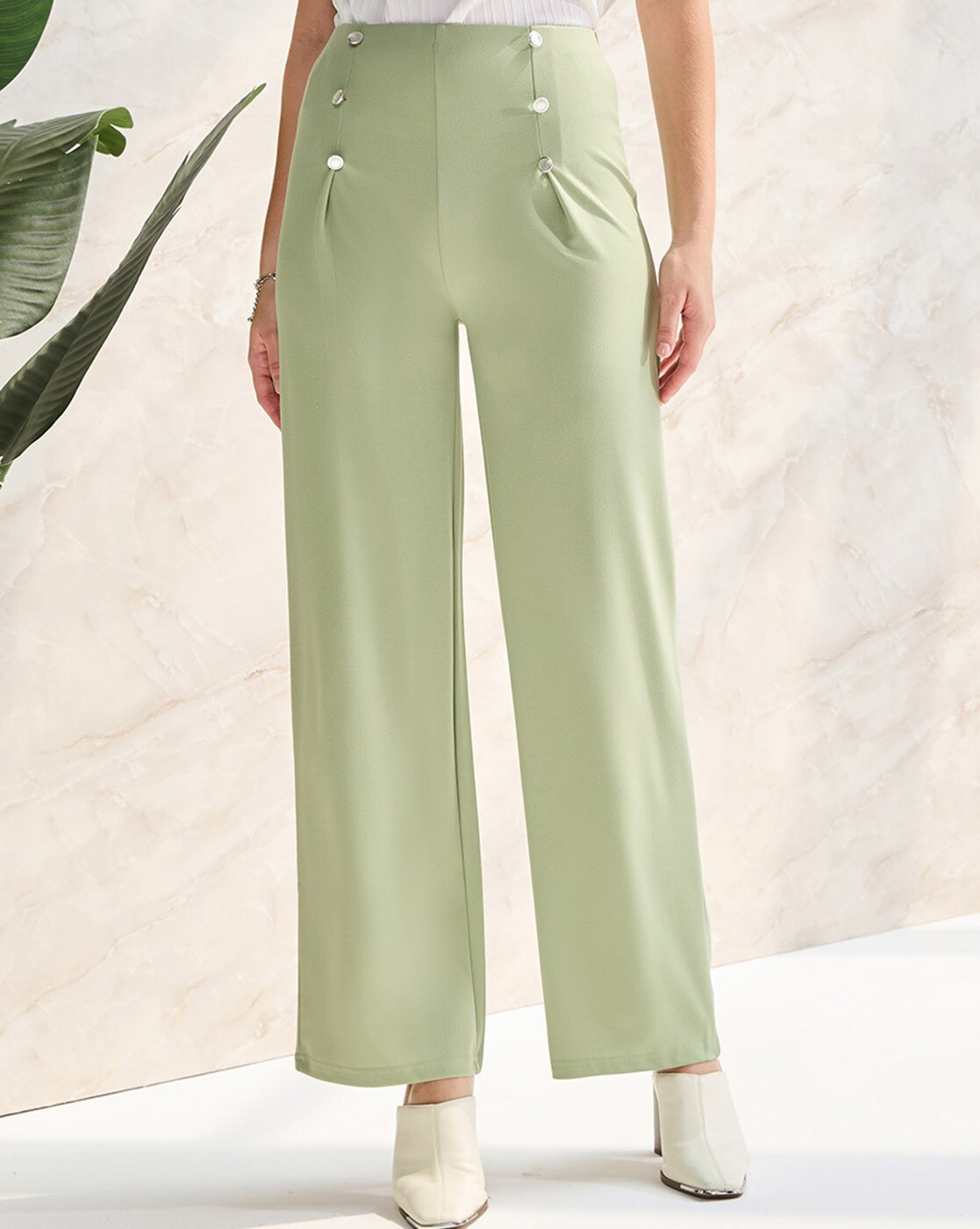 Buy Green Trousers & Pants for Women by Styli Online