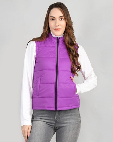 Pink sleeveless clearance puffer jacket